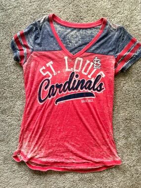 St. Louis Cardinals Women's Red & Navy V-Neck Tee